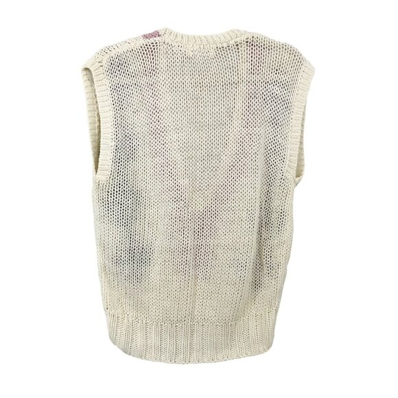 Vintage Argyle Diamond Knit Deep V-Neck Sweater Vest Cream Pink Size Small - Picture 2 of 6